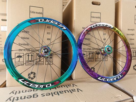 Road Bicycles 20 Inch Aluminum Alloy Wheelset 8/9/10/11 Speed 4 Bearing Double Wall Rainbow Color