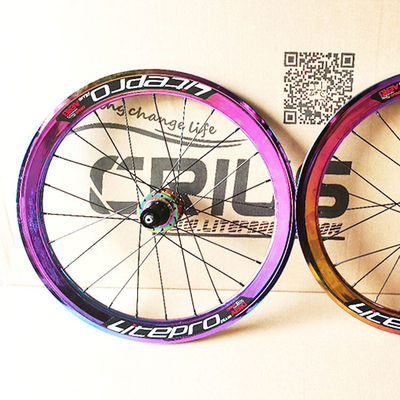 20 Inch Carbon Fiber Wheelset for Road Bicycles 8/9/10/11 Speed Double Wall Rainbow Color