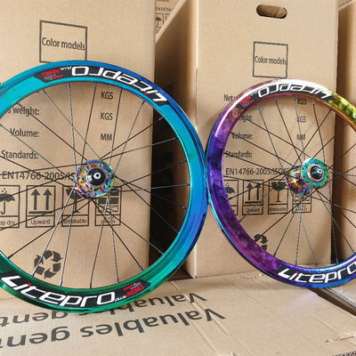 20 Inch Carbon Fiber Wheelset for Road Bicycles 8/9/10/11 Speed Double Wall Rainbow Color